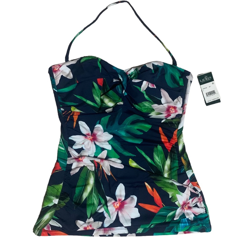 NWT Lauren Ralph Lauren Slimming Fit Swim Top Sz 8